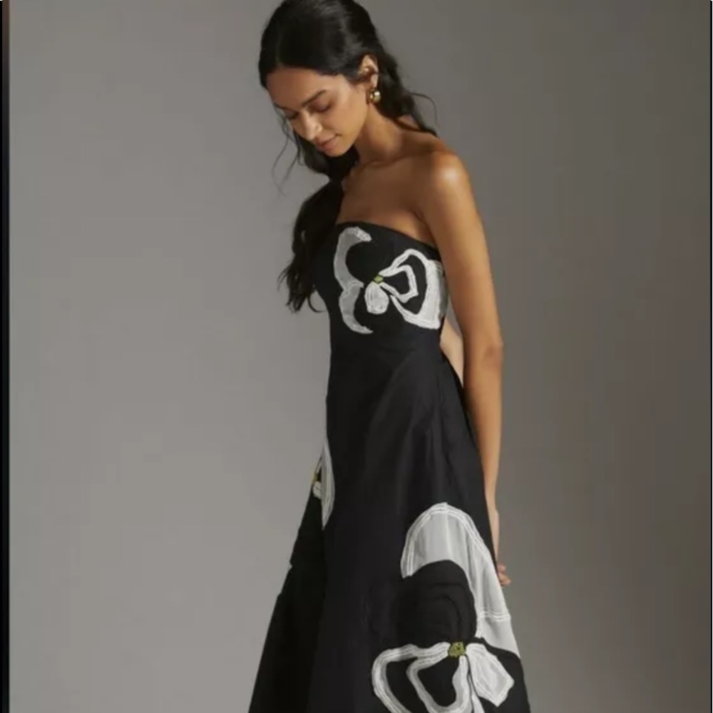 Maeve strapless appliqué flower dress